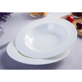 White Round Porcelain Soup Plate,Restaurant Ceramic Deep Dinner Plate Dish
